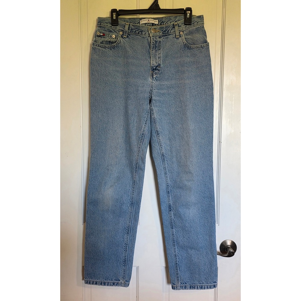 Vintage Tommy Hilfiger Y2K High Waisted Straight Leg Light Wash Jeans Size 8 R31